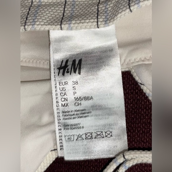 H&M Beige with Light Blue and Black Vertical striped Swimsuit - Picture 3 of 4